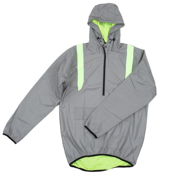 Cycling Coat with Hat Full Reflective Jacket Long Sleeve Waterproof Windbreaker for Outdoor Sports L
