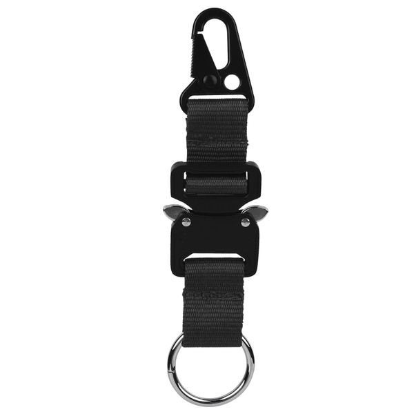 Tactics Durable Nylon Webbing Hanging Buckle Carabiner Zinc Alloy Outdoor Keychain Climbing Hook Hardware AccessoryBlack