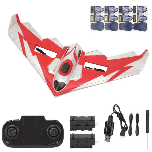 RC Plane Kit Glider Remote Control Airplane EPP Foam Aircraft with LED Light for Beginners Adults Kids Red 2 Batteries