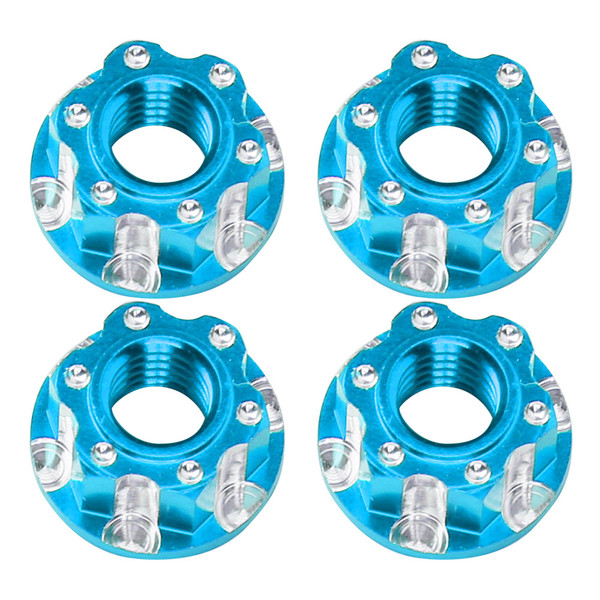 4pcs M4 Carving Hexagonal Nuts Aluminum Alloy Fit for HSP Sakura D3 D4 1/10 RC CarBlue