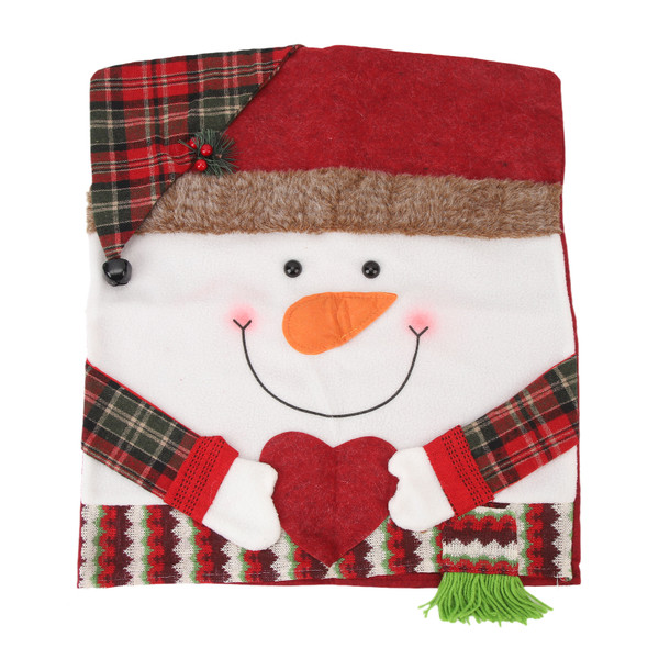 Xmas Dinner Chair Back Covers Easy To Install Soft Anti Wrinkle Non Slip Christmas Chair Slipcovers for Dining Room Snowman