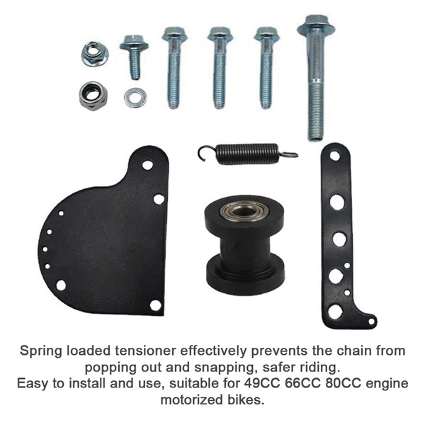 Spring Loaded Chain Tensioner Kit Metal Pulley Chain Adjuster Compatible with 49CC 66CC 80CC Engine Motorized Bike