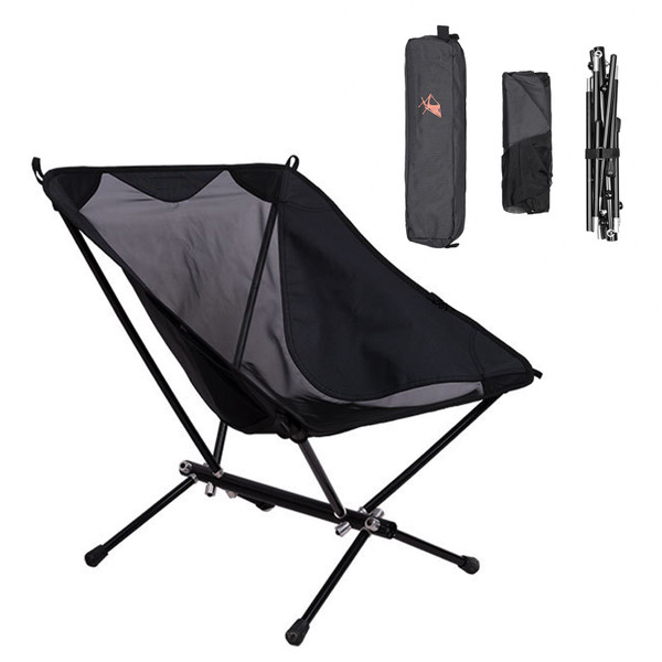 Outdoor Folding Chair Ergonomic Design Portable Camping Chair for Backpacking Hiking Beach Travel Picnic Black