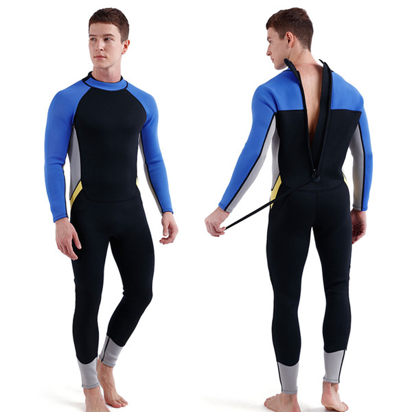 3mm Neoprene Wetsuit for Men Back Zip Full Body Diving Suit for Snorkeling Surfing Scuba Diving Swimming