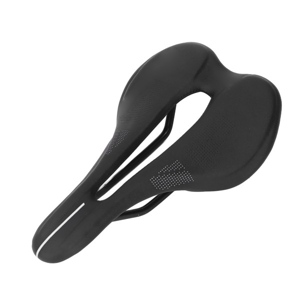 Bike Saddle Shock Absorbing Comfort PU Microfiber Leather Mountain Bike Seat for Road Bike Riding Black White