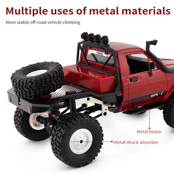 Remote Control Truck 1/16 Remote Control Military Truck Off Road Car 4WD 2.4GHz Climbing Car with LED Lights for All Terrain