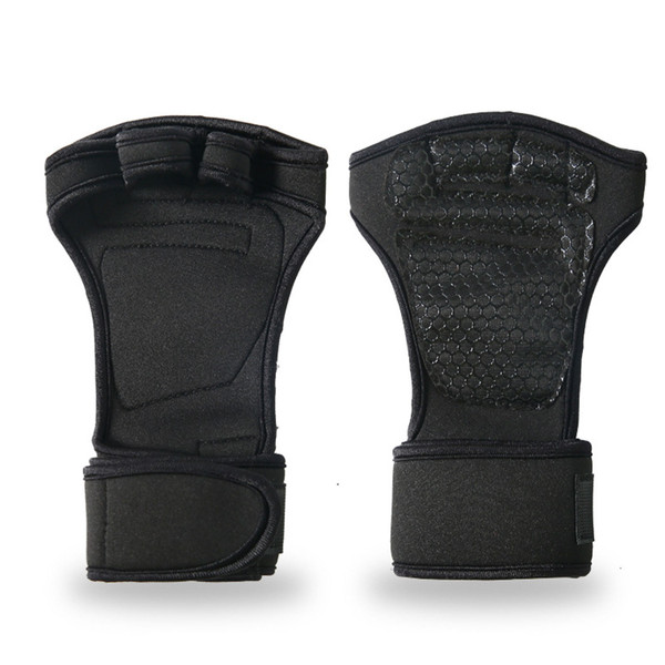 Dumbbell Lifting Gloves Anti Slip Fitness Exercise Gloves Half Finger Lengthened Winding Wrist Guard Gloves Black L