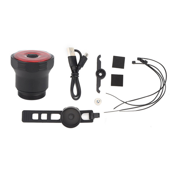 Black Aluminium Alloy Shell IPX6 Waterproof Bike Smart Brake Taillight Bicycle USB Charging Warning Tail Light Cycling AccessorySmart Brake Taillight