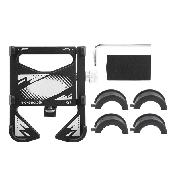 360° Rotating Adjustable Phone Holder Aluminum Alloy Bicycle Handlebar Mobile Phone BracketBlack