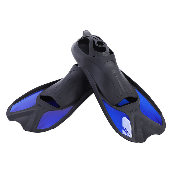 Men Women Swim Foot Fins Swimming Diving Open Heel Adjustable Snorkel Fin Blue XL