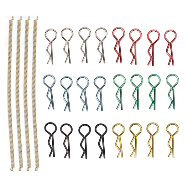 RC Body Shell Clip Rope Replacement Metal Iron RC Car Body Clips R Pins with Steel Anti Lost Rope for 1/8 1/10 1/12 1/18 RC Cars 100mm / 3.9in