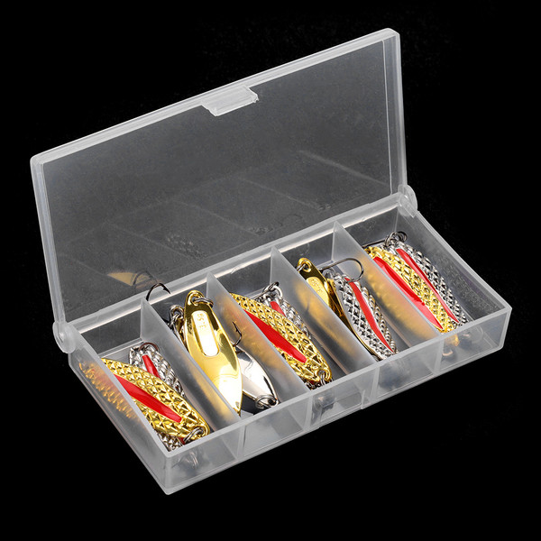 10pcs Metal Shiny Spoon Bait Hard Lures with Hook Fishing Tackle Accessory (Red-2.5g)