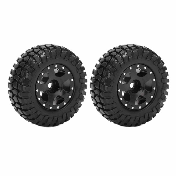 2Pcs RC Wheels Metal Remote Control Car Tires Replacement Parts for Axial SCX24 90081Black