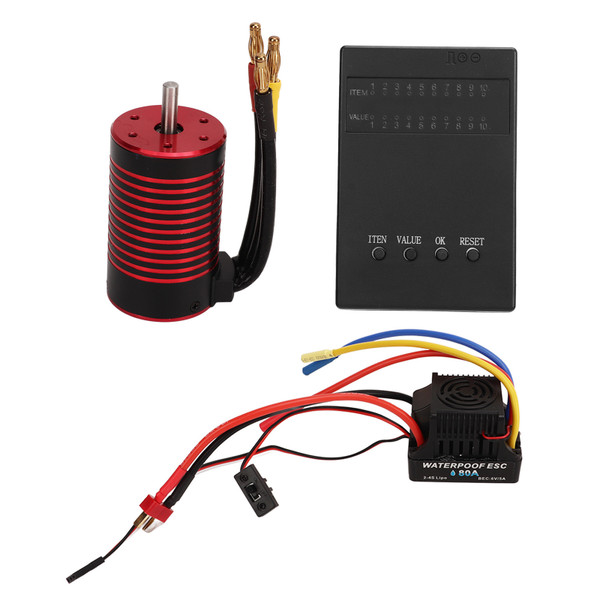 80A Brushless ESC Electric Speed Controller High Torque 3660 Motor Low Voltage Cut Off Protection for 1/8 RC Car 3800KV