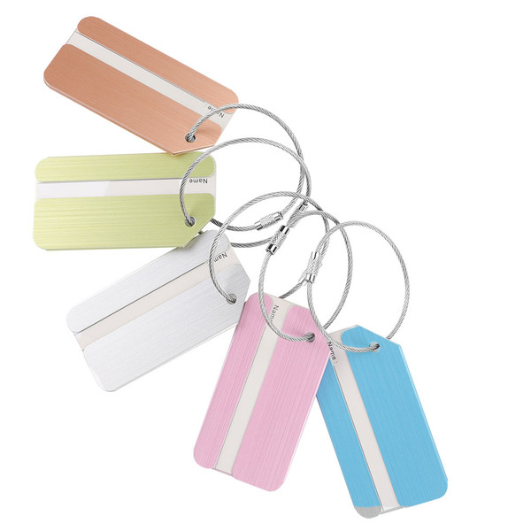 5Pcs Aluminum Alloy Metal Baggage Luggage Suitcase Tag Address ID Identity Card for Travel