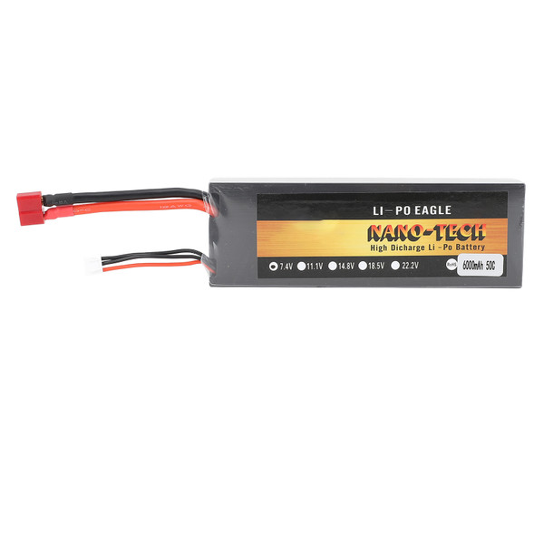 7.4V 50C 6000mAh Lipo Battery High Capacity Lightweight Powerful 2S Hard Case Battery For 1/8 1/10 RC Car Trucks