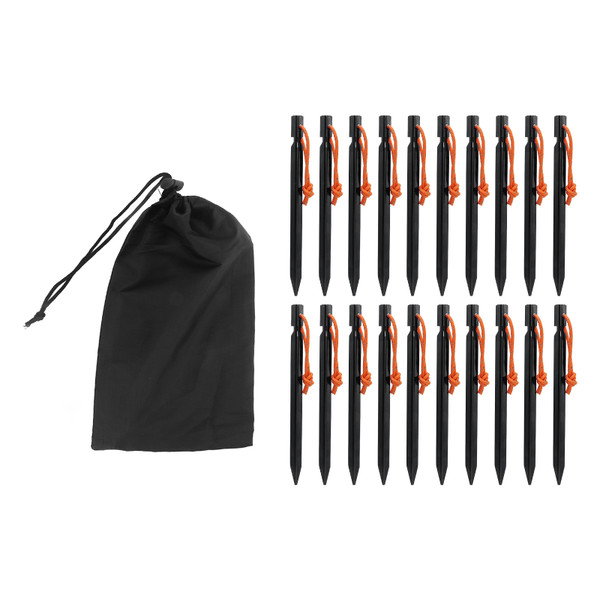Tent Stakes V Shape Heavy Duty Tent Peg with Ropes for Outdoor Camping Tent Accessories Black