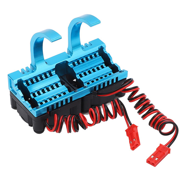 RC Motor Heatsink Set Aluminum Alloy and Plastic with Two Horizontal Fans RC Motor Heat Sink Fan for 36mm Diameter Motor Blue