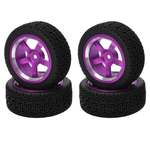 4Pcs RC Car Tire 1/10 Aluminium Alloy 5 Poke Wheel Accessory Set Kit for ReplacementPurple