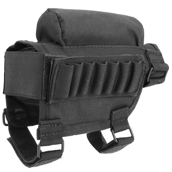 Buttstock Pouch Cheek Rest Pad Shell For Hunting Shotgun & Rifle (Black)