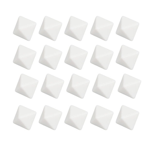 20PCS 8 Sided Dice Plastic Blank DIY Dice Set for Board Games Party Math Counting Teaching White