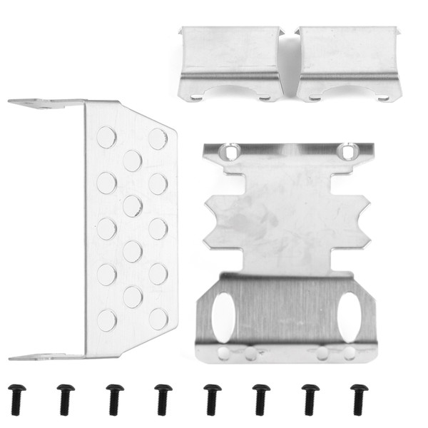 4pcs/set Stainless Steel Chassis Armors Protection Skid Plate Fits for Axial SCX10 II 90046 90047 90059 90060