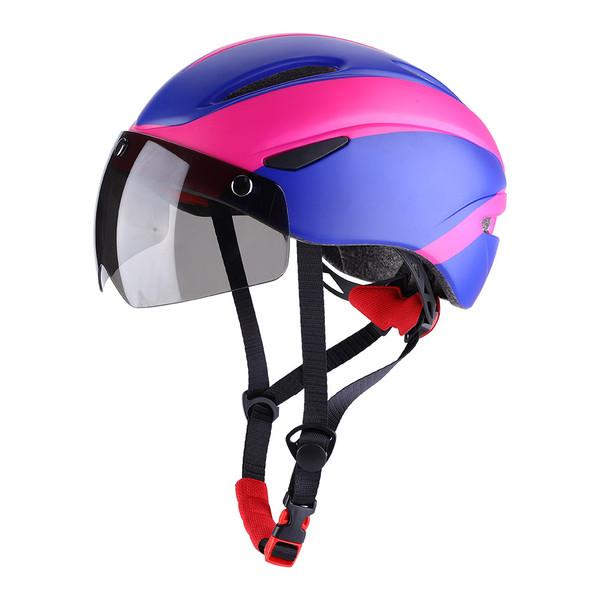 Lightweight Ventilation Design Safety Cycling Bike Helmet with Light & Goggles (Bluish Red)