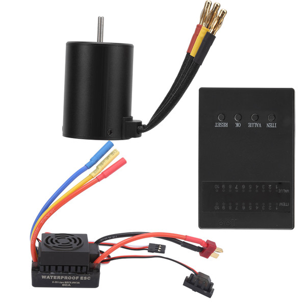3650 4500KV Waterproof Brushless Motor 60A ESC Programmer Card Set for 1/8 1/10 RC Car