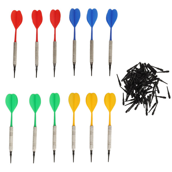 12PCS Soft Tip Darts for Beginners Plastic Professional Indoor Darts Set with 100PCS Dart Tips for Plastic Electronic Dartboard Games