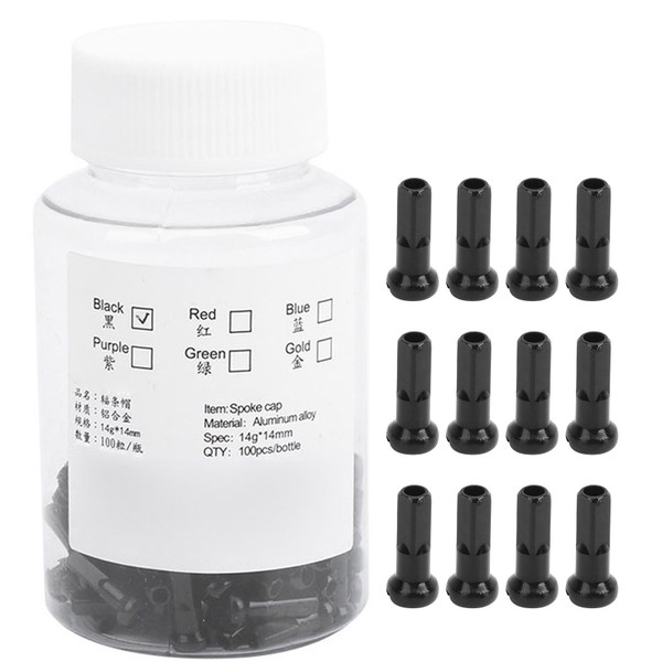 GUB 100Pcs Bicycle Aluminum Alloy Spoke Cap Spoke Cover Nipple Cycling Accessoryblack