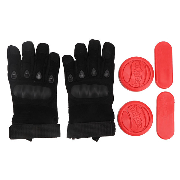 One Pair Breathable Skateboard Longboard Double Slide Block Speed Brake Gloves (Red)