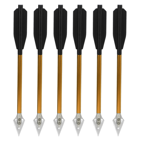 6Pcs Crossbow Arrows Double Screw Fixing Aluminum Alloy Shooting Bow Arrows Archery Accessory 6.75in Gold