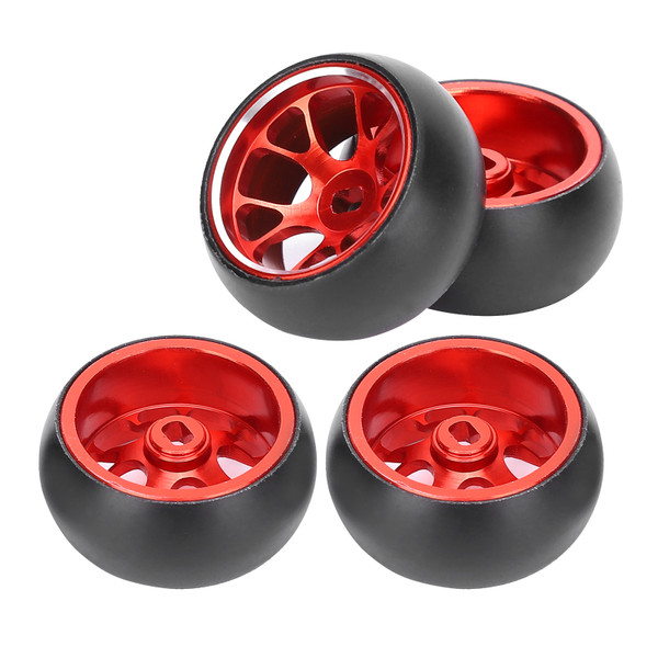Remote Control Metal Wheel Hub Drift Tires Replacement for Wltoys k969 1/28 RC CarRed