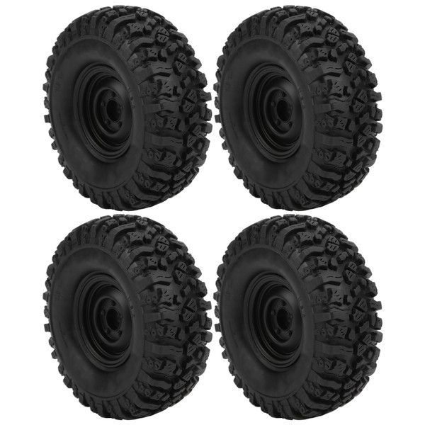 4pcs 1.9in RC Crawler Wheel Tires with Aluminum Alloy Wheel Hubs for 1/10 RC CrawlerBlack