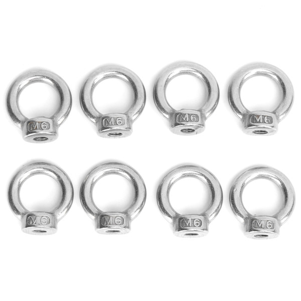 8pcs Eye Nuts Stainless Steel Outdoor Lifting Tools for Ocean Industry Yachts Motor Boats Assault ShipsM6 70kg Load