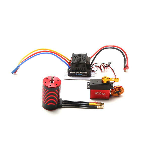 GTSKYTENRC Waterproof 3660 Brushless Motor 3800KV with 80A Brushless ESC 30KG Servo Replacement for TRAX4 WLtoys Remote Control Car 1/8/1/10 Tamiya