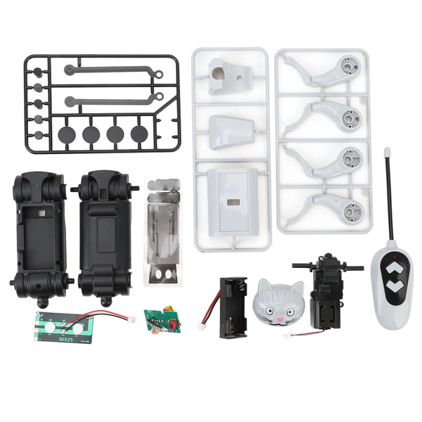 Electric Robot Toy with Remote Control DIY Assembling Smart Funny Robot Dog with Cat Head for Kids Mechanical Scientific Gifts