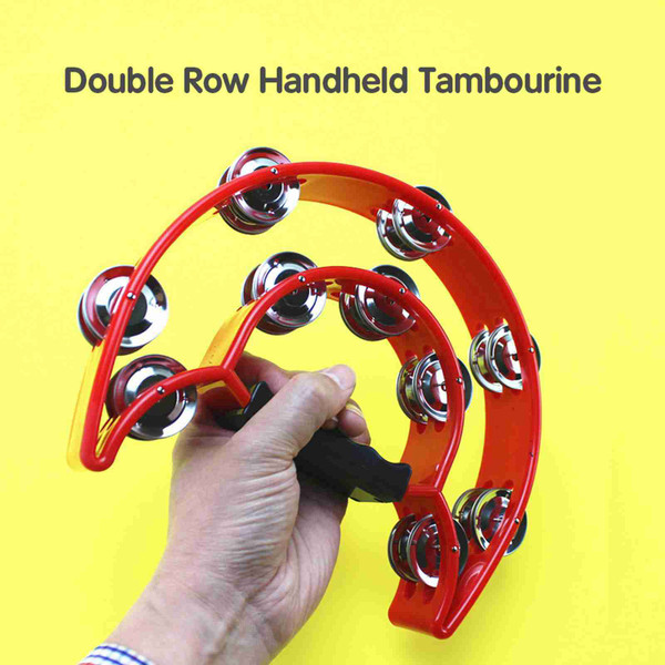 Handheld Tambourine Double Row Handbell Ergonomic Handle Grip Tambourine for KTV Party