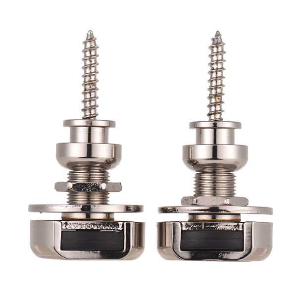 2pcs Guitar Strap Locks Metal Security Quick Release Strap Buttons Retainer Silver for Acoustic Electric Guitars Bass