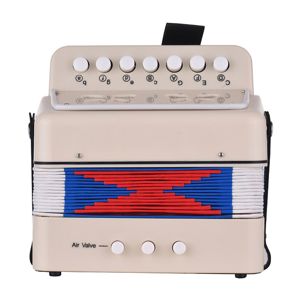 Mini 10-Button Kids Accordion Toy Supports Bass Chords 14 Notes with Cleaning Cloth Educational Music Instrument for Children