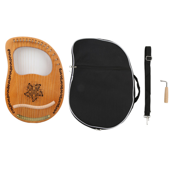 Mahogany Harp 16 Steel String Concave Harps with Piano Bag Tuner Wrench for Beginners