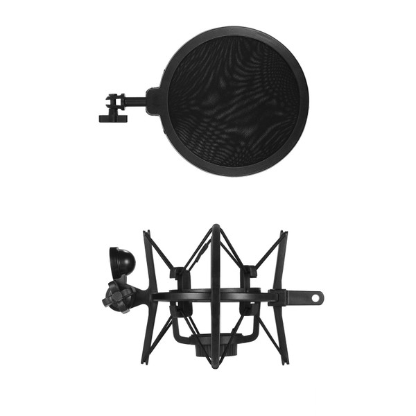 Univerdal Plastic Condenser Microphone Mic Shock Mount Holder Bracket Anti-vibration with Pop Filter for On-line Broadcasting Studio Music Recording