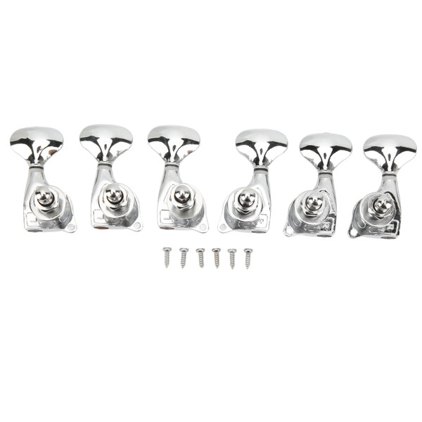 1:18 Gear Ratio Guitar Tuners Knob Enclosed Robust Silver Electric Guitar String Knob Tuning Pegs 3L3R