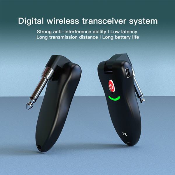 2.4G Wireless Guitar System Rechargeable Guitar Transmitter Receiver Set UHF for Electric Guitar Bass Electric Wind Instruments Plug and Play Real-time Transmission Strong Anti-Interference