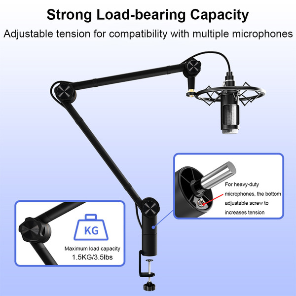 Microphone Stand Desktop Universal Folding Cantilever Bracket Live Singing Microphone Bracket Anti-shake Anti-vibration Microphone Desktop Boom Arm
