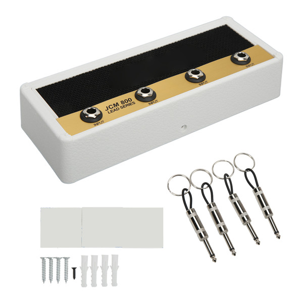 Guitar Amp Key Hanger Wall Mounting Jack Rack Includes 4 Plug Keychains 1 Wall Mounting Base(White )