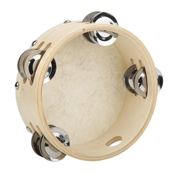 6 Inches Double Row Jingles Tambourine Hand Held Tambourine Drum Musical Educational Toys