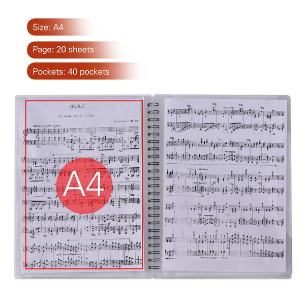 Multifunctional Music Score Holder A4 Size Paper Sheet Document File Organizer Folder with 40 Pockets