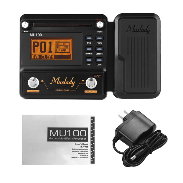 Muslady MU100 Guitar Multi-effects Processor Electric Guitar Effect Pedal Supports 180s Loop Recording Tuner Tap Tempo Rhythm Setting Scale & Chord Lesson Functions
