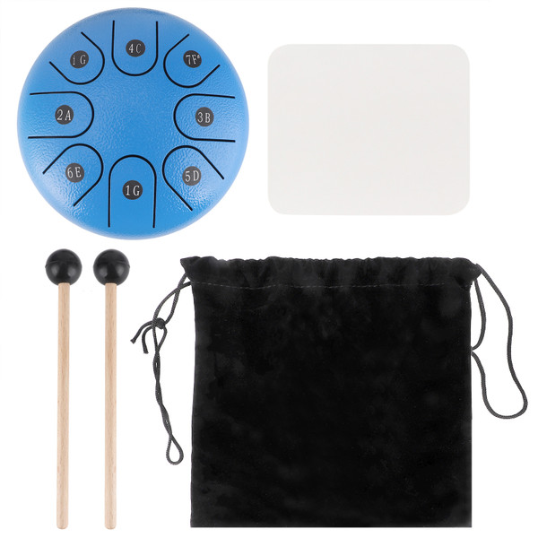 Tongue Drum Hand Tankdrum Percussion Musical Instrument Supplies Sky Blue 6in 8 Tone